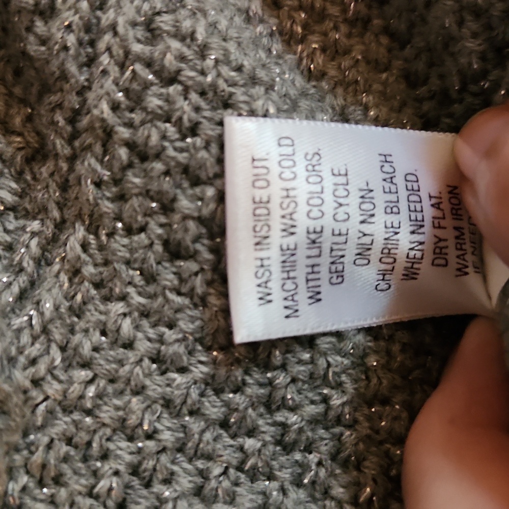 Croft & Barrow Gray Sparkle Cable Knit Cardigan - Size XL - Picture 11 of 12